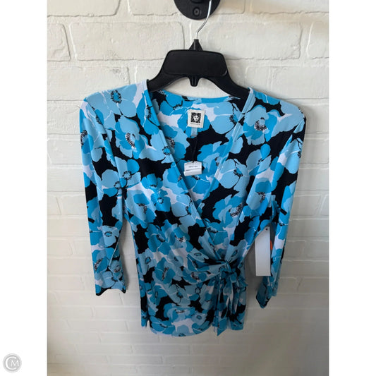 Top Long Sleeve By Anne Klein In Black & Blue, Size: M