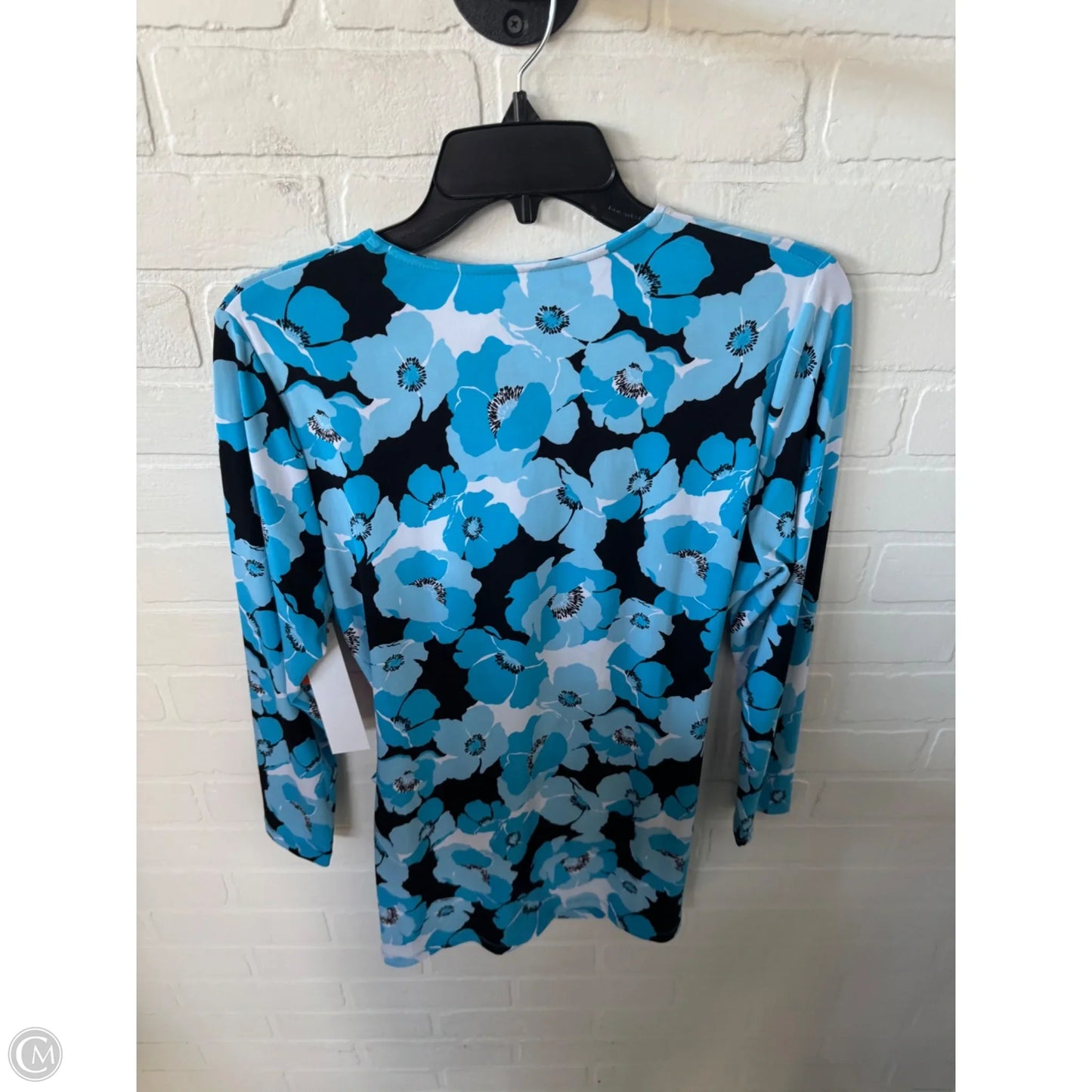 Top Long Sleeve By Anne Klein In Black & Blue, Size: M