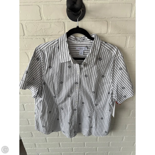 Top Short Sleeve By Liz Claiborne In Black & White, Size: Xl
