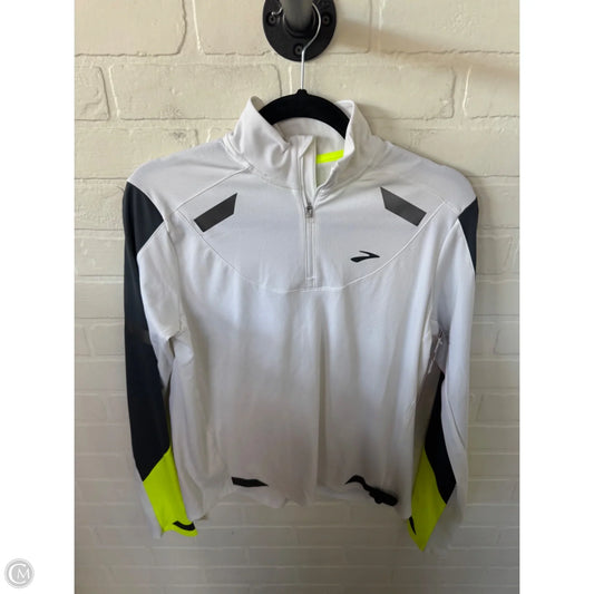 Athletic Top Long Sleeve Collar By Brooks In Cream & Grey, Size: L