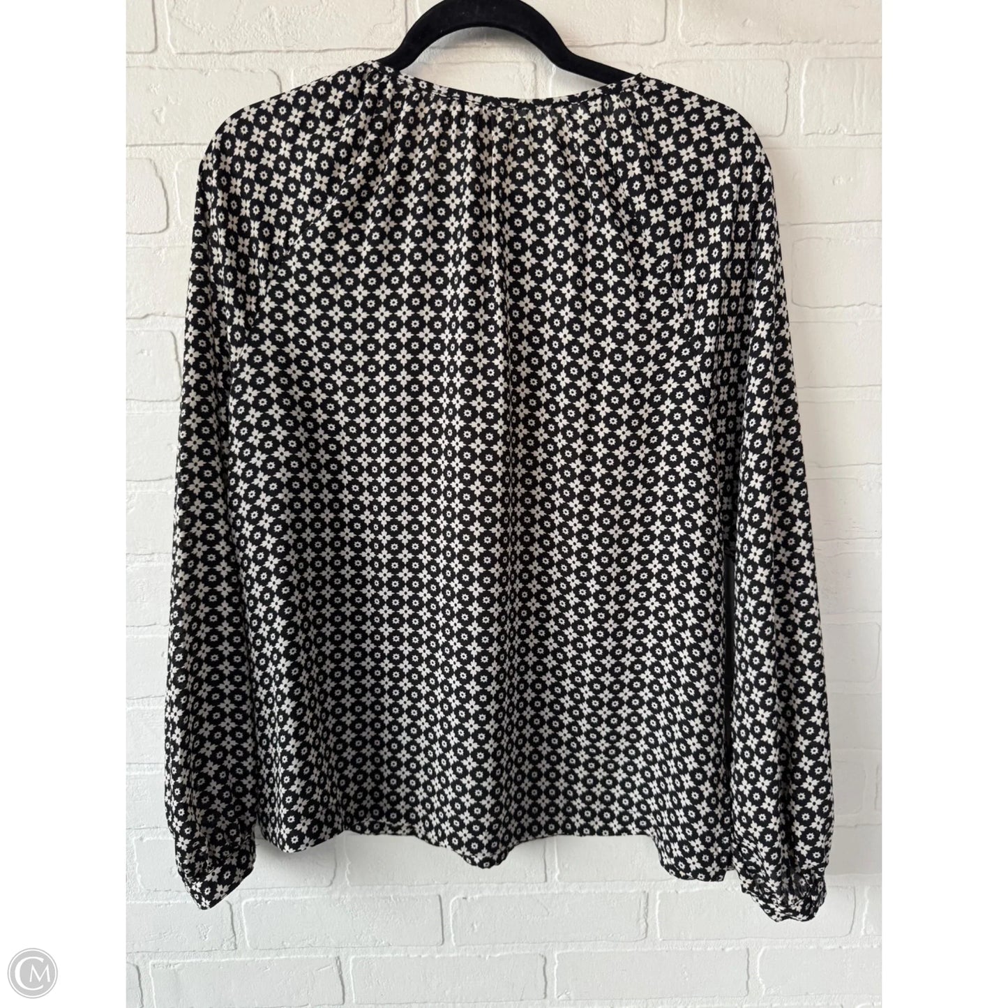 Top Long Sleeve By Loft In Black & Cream, Size: M