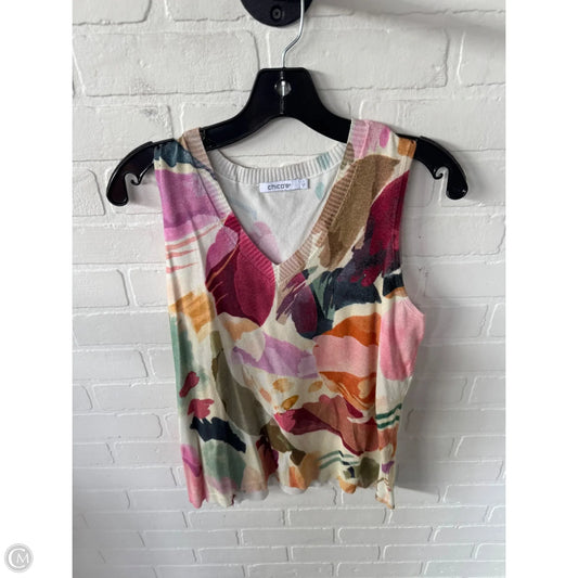 Vest Sweater By Chicos In Pink & Tan, Size: M