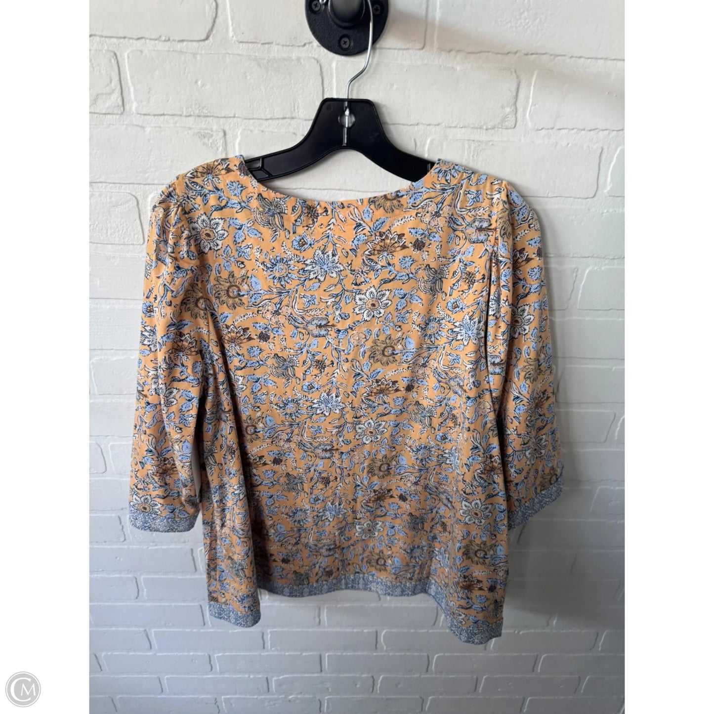 Top 3/4 Sleeve By J. Jill In Blue & Yellow, Size: M