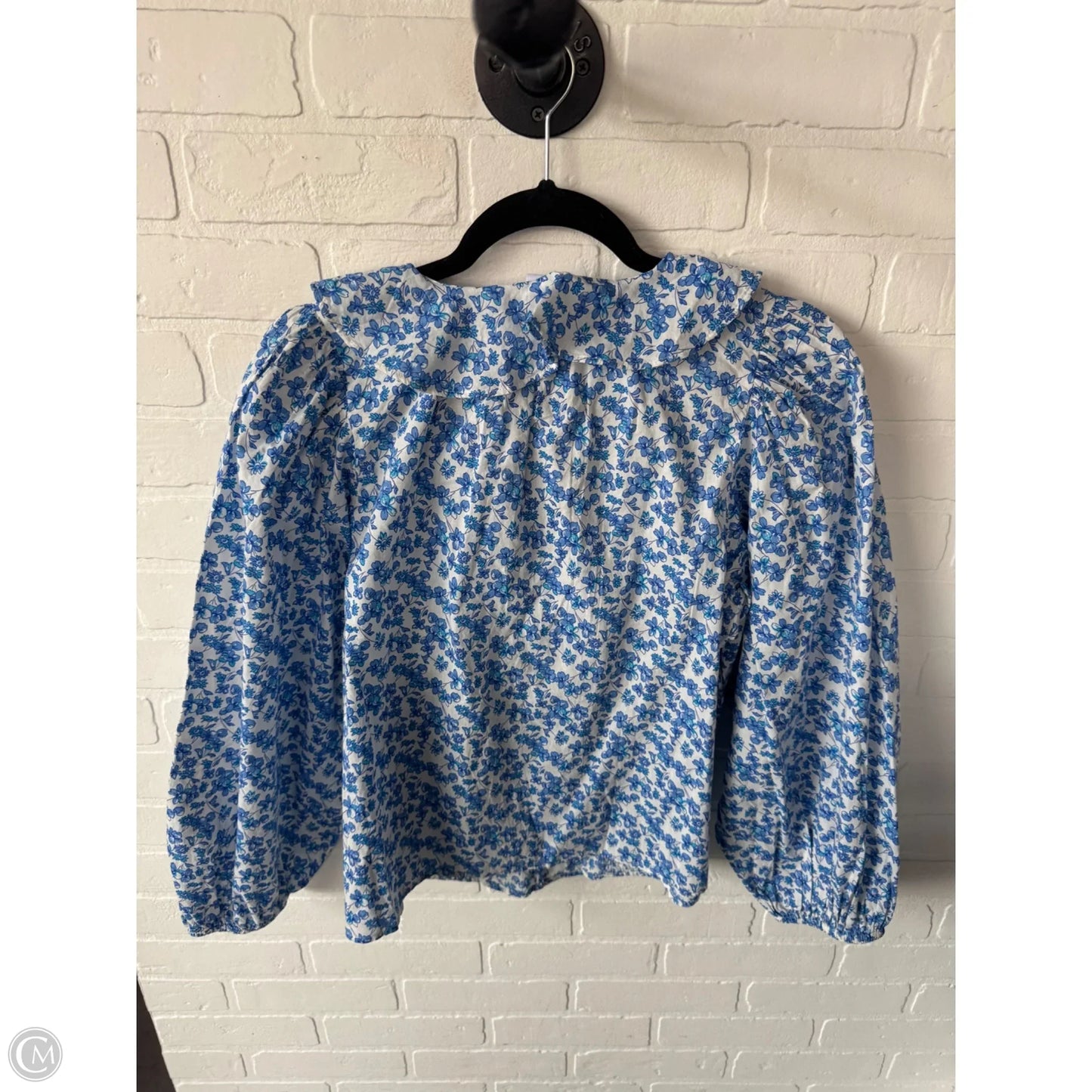 Top 3/4 Sleeve By Gap In Blue & White, Size: M