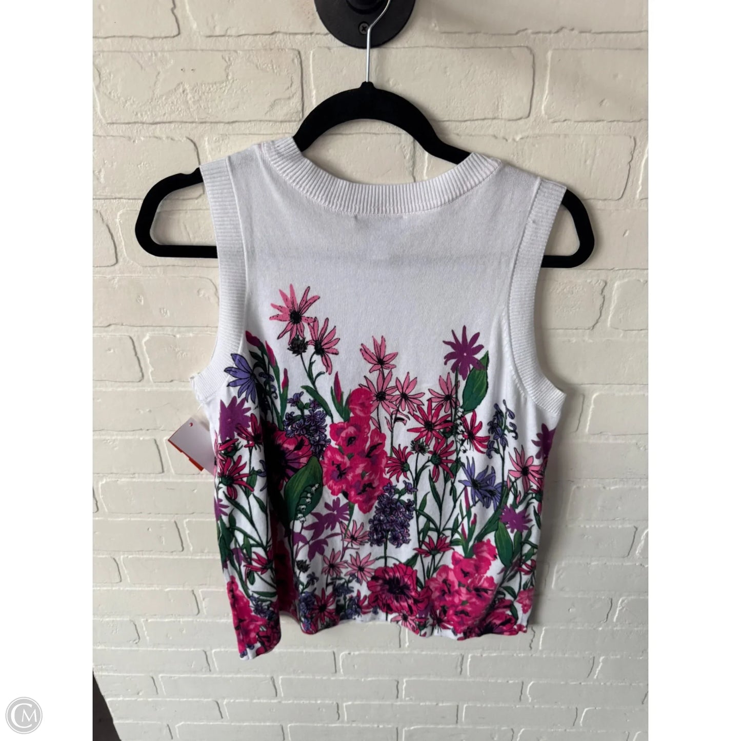 Vest Sweater By Isaac Mizrahi Live Qvc In Pink & White, Size: M