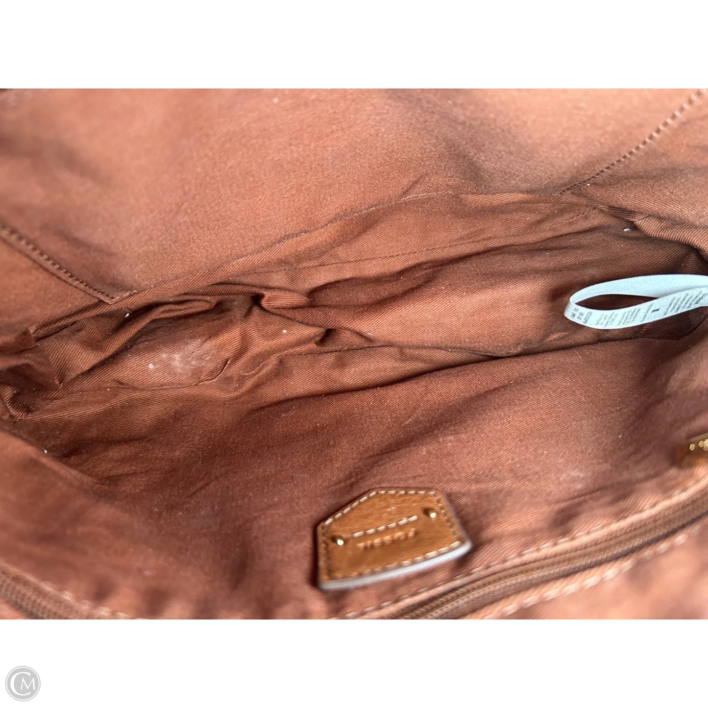 Handbag Leather By Fossil, Size: Medium