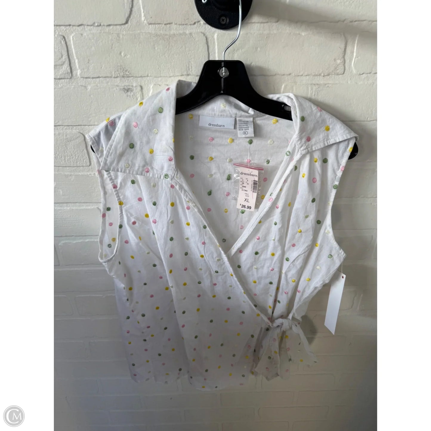 Top Sleeveless By Dressbarn In Pink & Yellow, Size: Xl