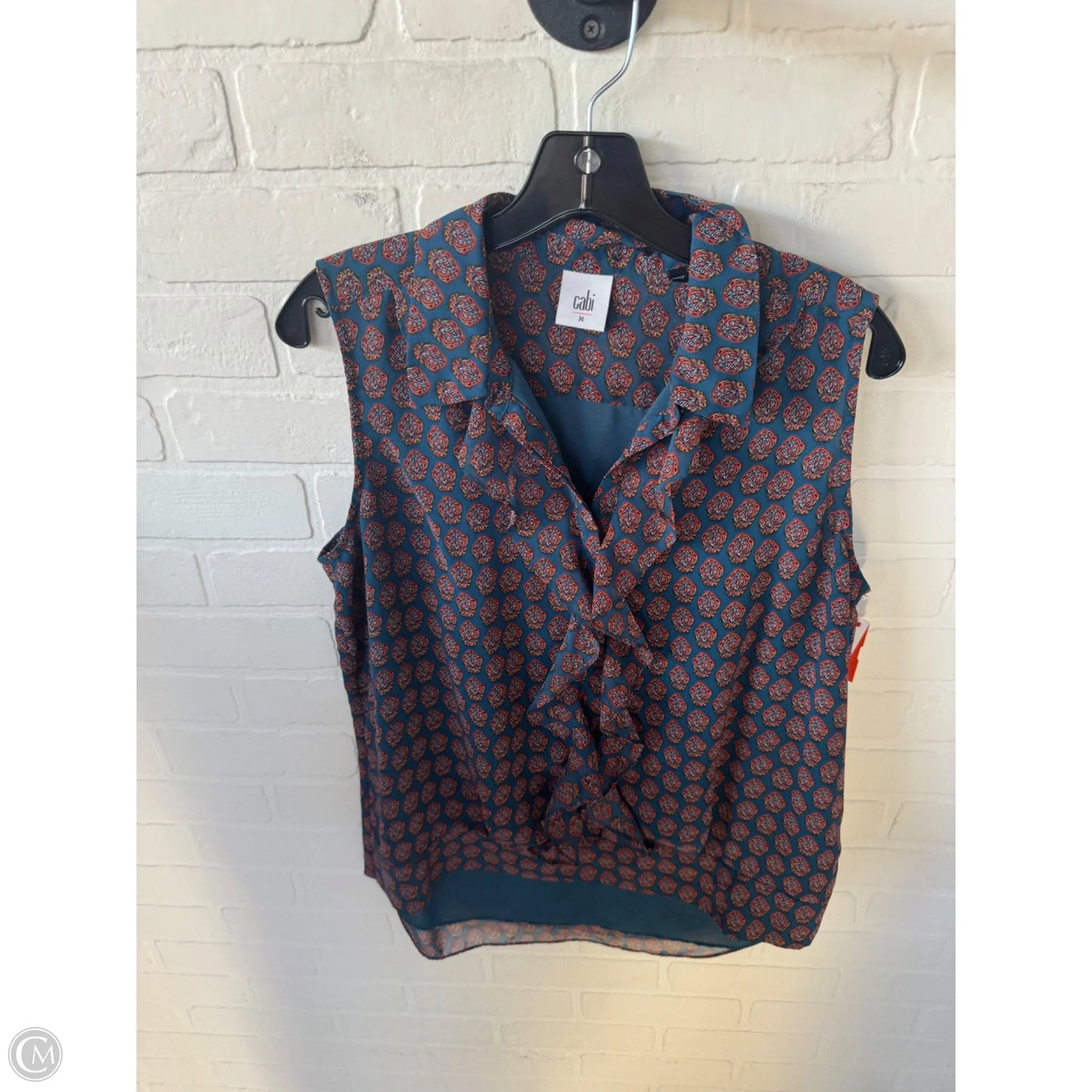 Top Long Sleeve By Cabi In Blue & Orange, Size: M