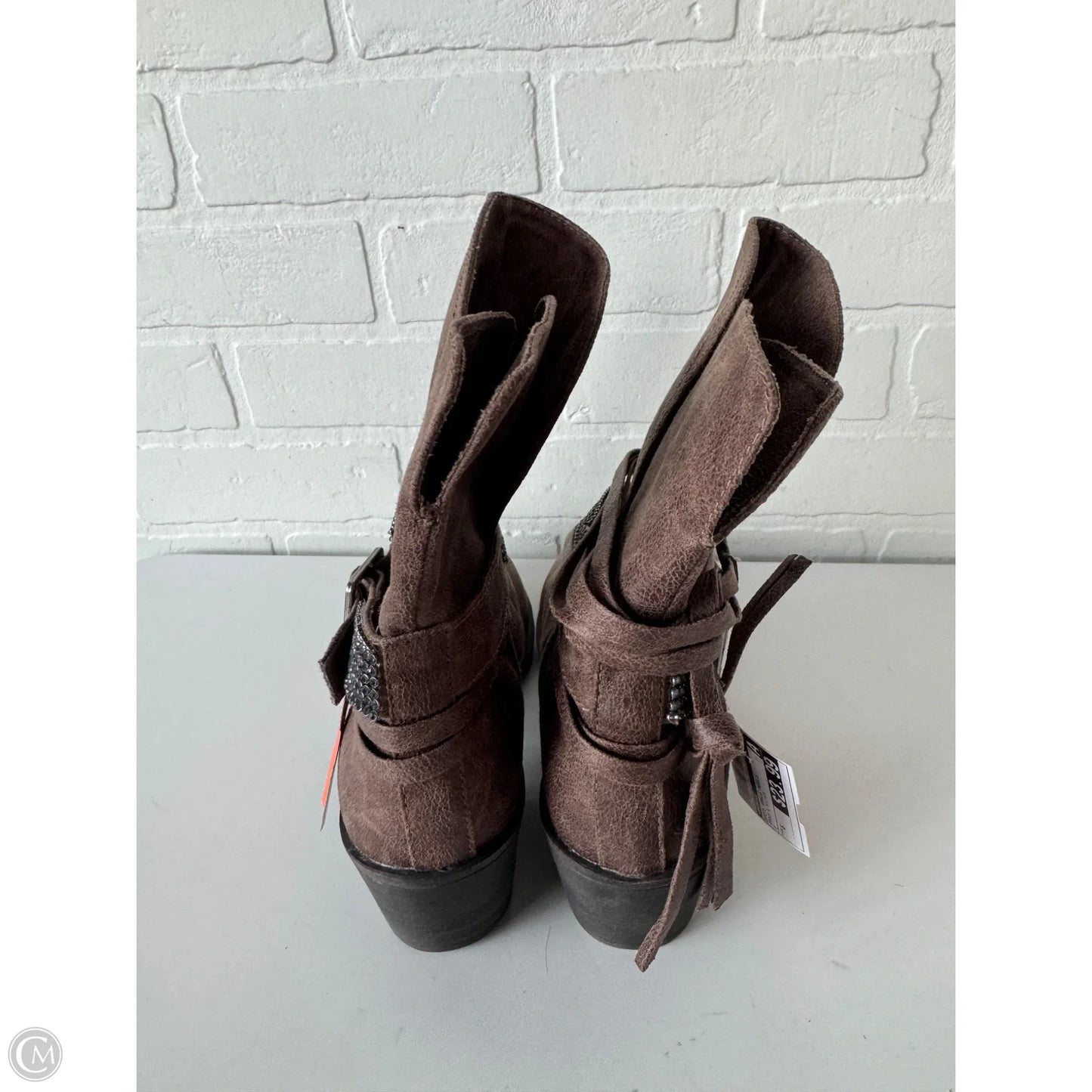 Boots Ankle Heels By Rampage In Brown & Silver, Size: 8