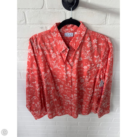 Top Long Sleeve By Joan Rivers In Pink & White, Size: S
