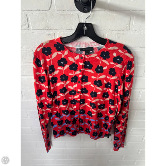 Sweater Cardigan By Ann Taylor In Blue & Red, Size: L