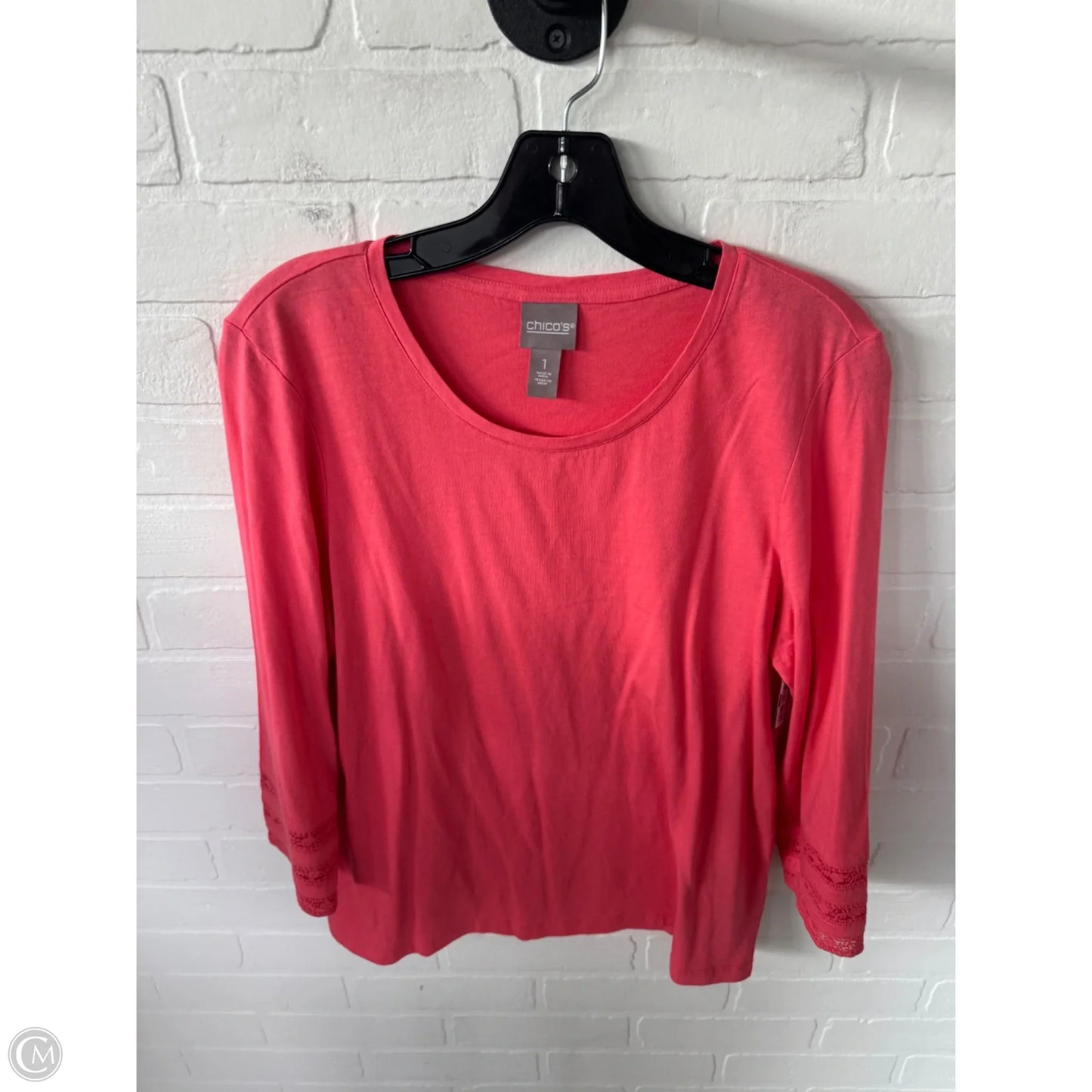Top 3/4 Sleeve By Chicos In Pink, Size: M