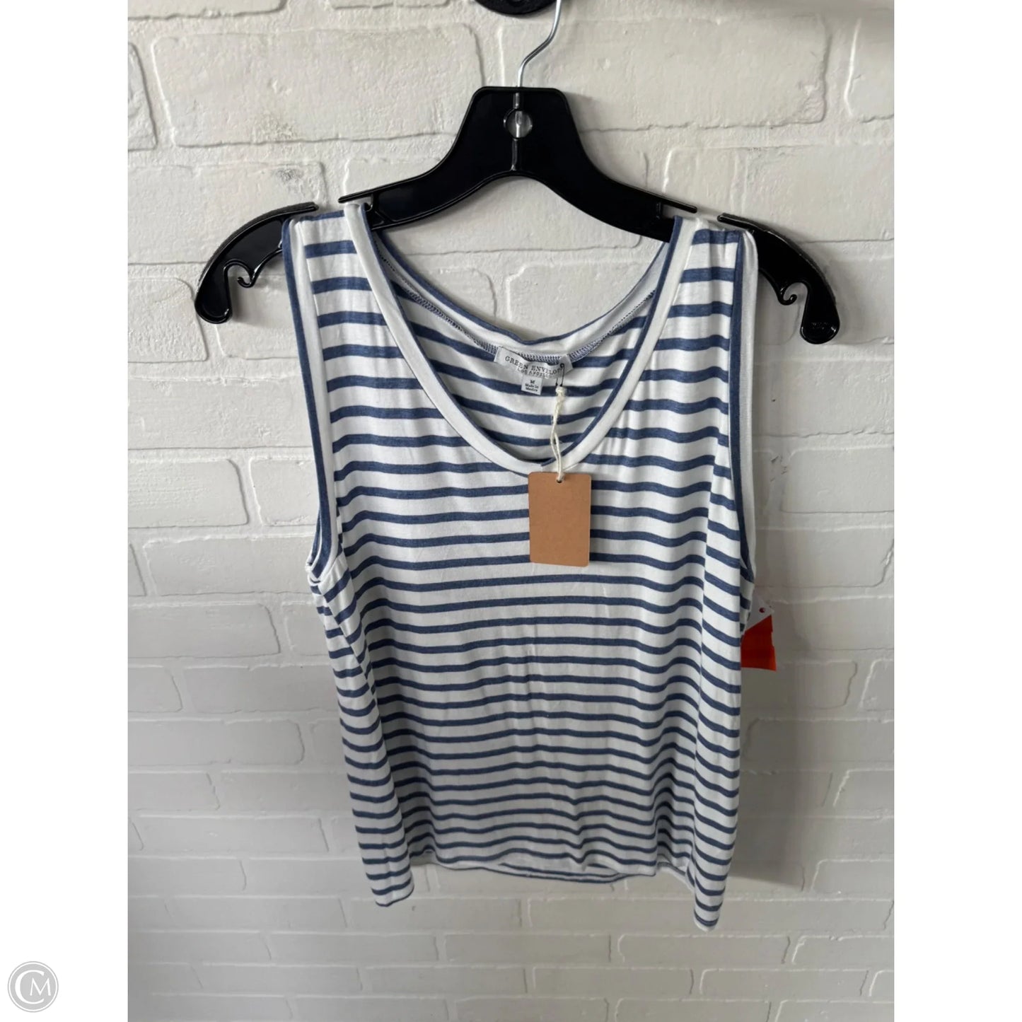 Top Sleeveless Basic By Green Envelope In Blue & White, Size: M