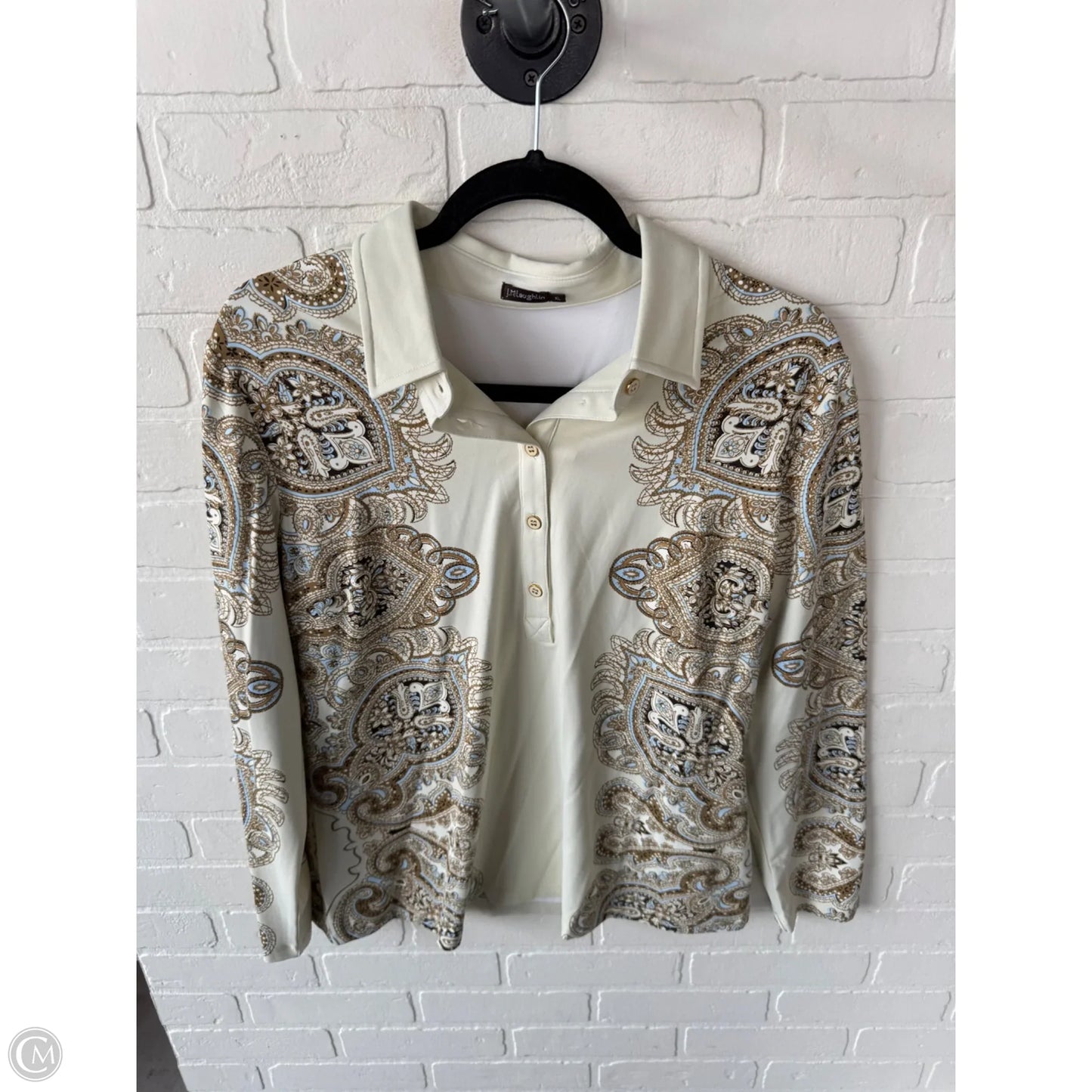 Top Long Sleeve By J Mclaughlin In Cream & Tan, Size: Xl