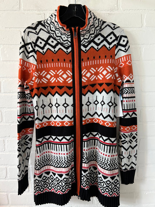 Orange Black Sweater Cardigan Icelandic Design, Size M