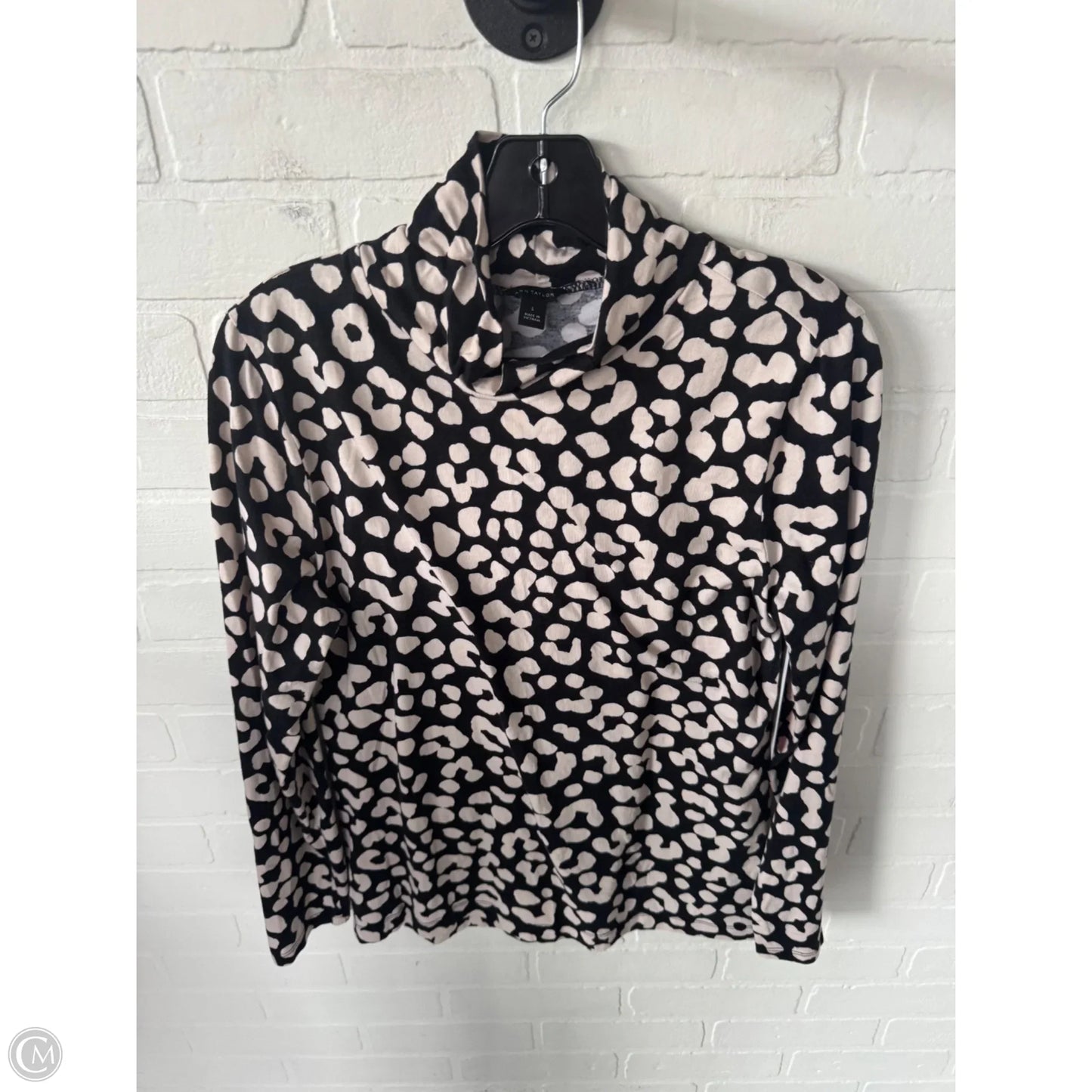 Top Long Sleeve Basic By Ann Taylor In Black & Tan, Size: L