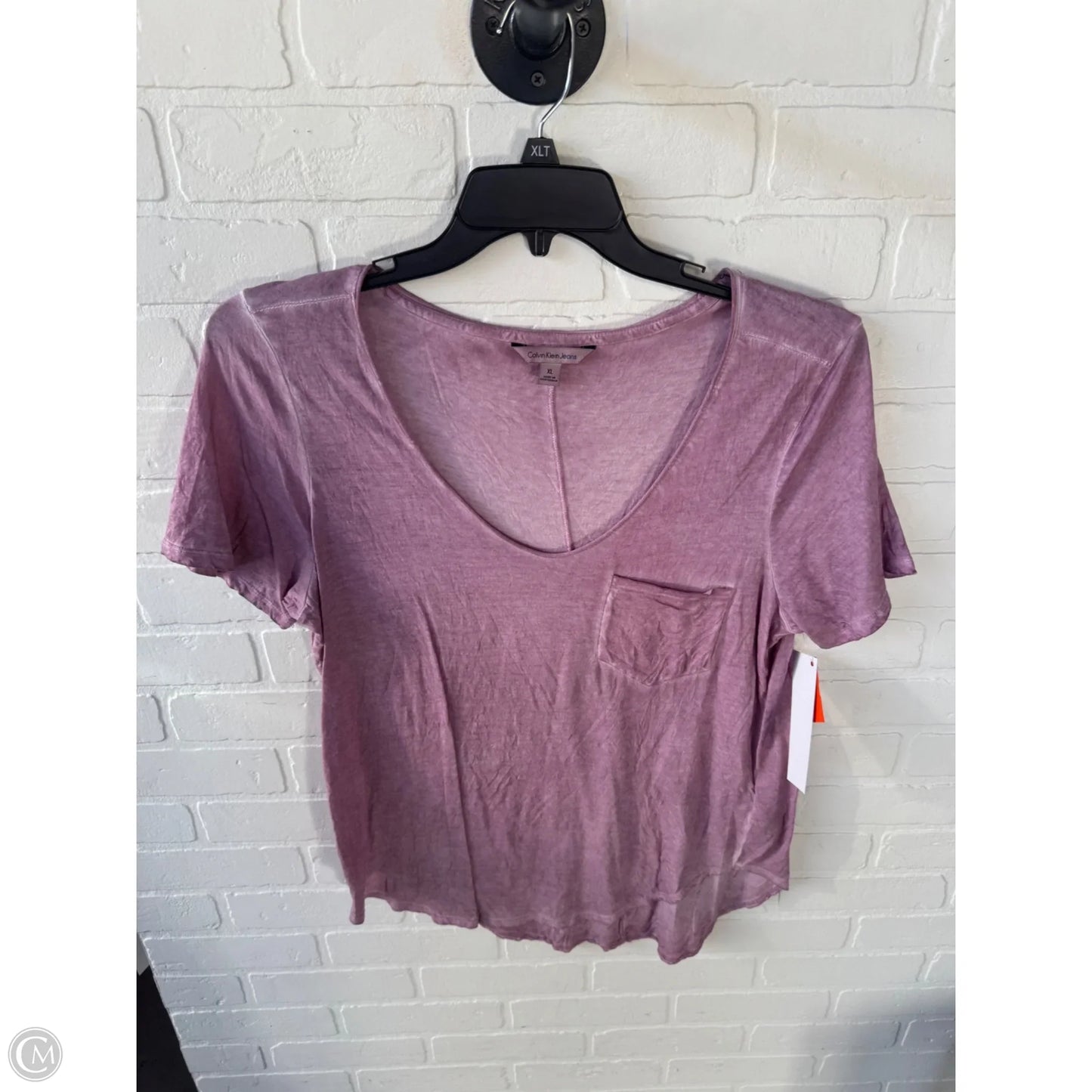 Top Short Sleeve Basic By Calvin Klein In Purple, Size: Xl