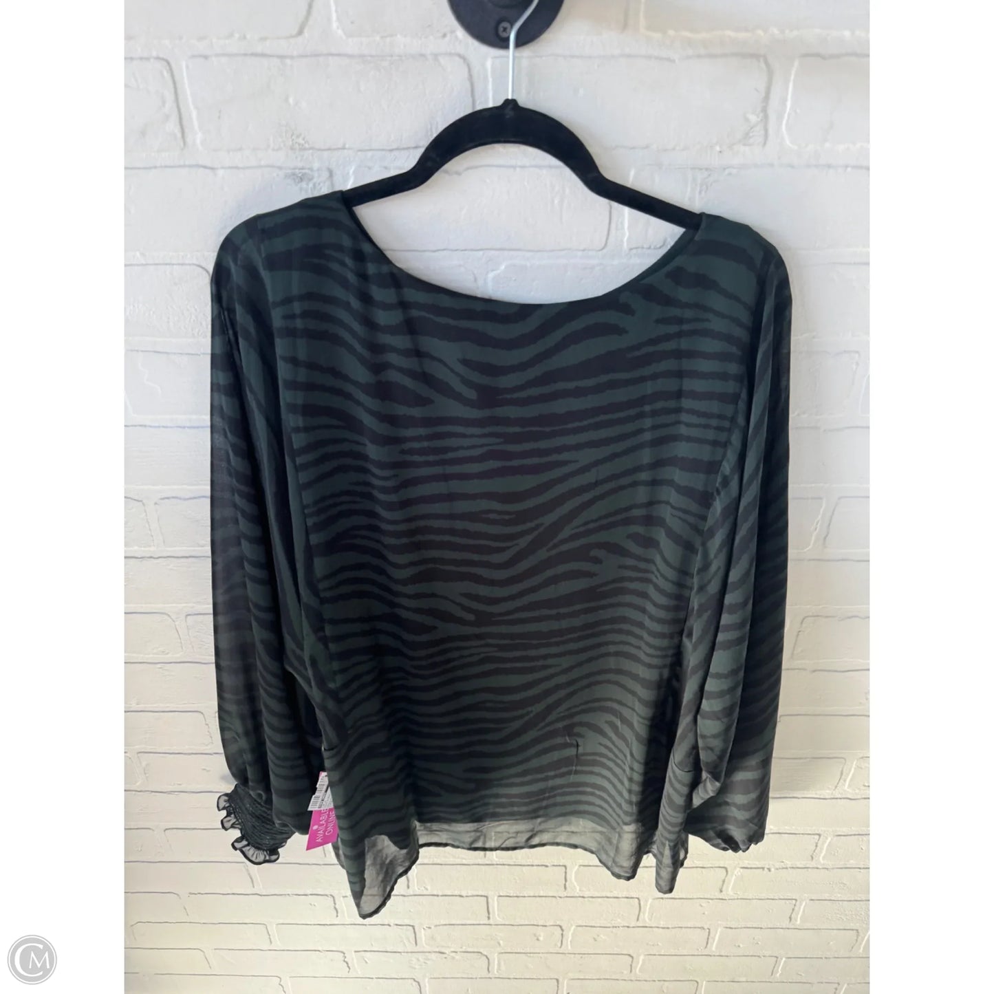 Top Long Sleeve By Vince Camuto In Black & Green, Size: Xl