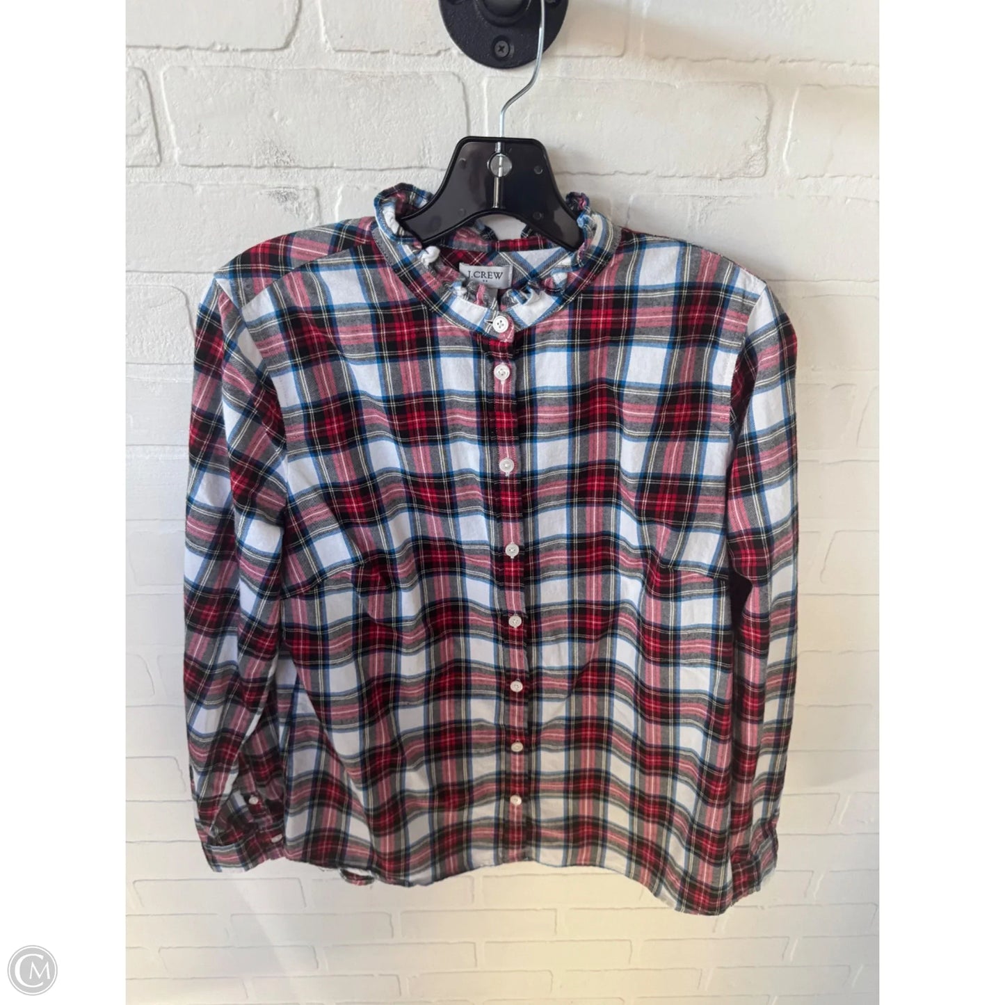 Top Long Sleeve By J. Crew In Blue & Red & White, Size: M