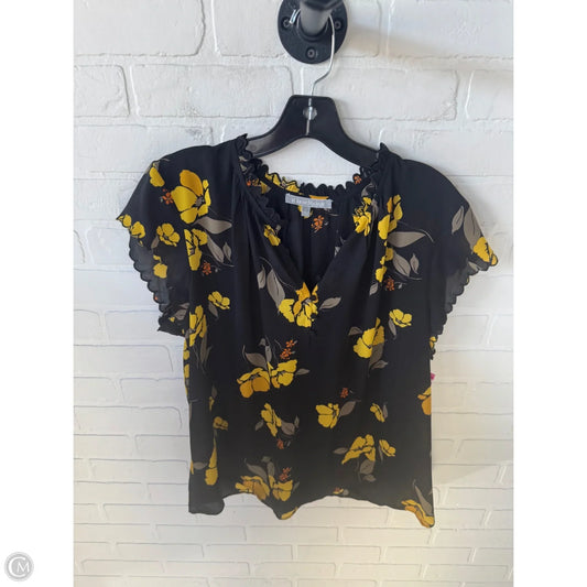 Top Short Sleeve By Daniel Rainn In Black & Yellow, Size: Xl