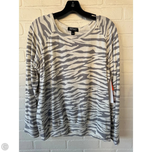Top Long Sleeve By Buffalo David Bitton In Grey & White, Size: L