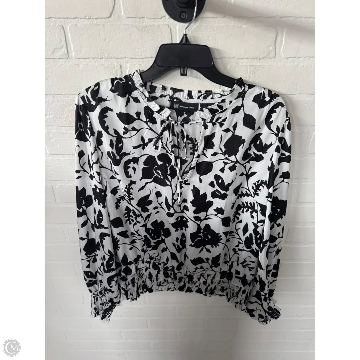 Top Long Sleeve By Inc In Black & White, Size: Xl