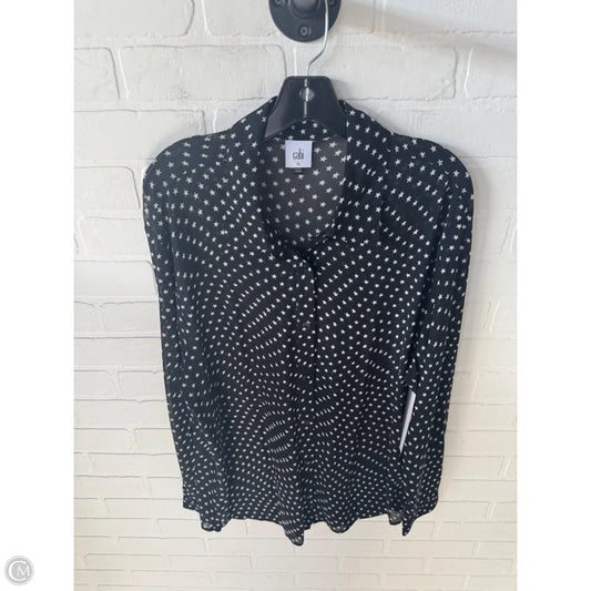 Top Long Sleeve By Cabi In Black & White, Size: Xl