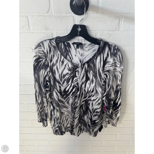 Sweater Cardigan By Talbots In Black & Grey, Size: L