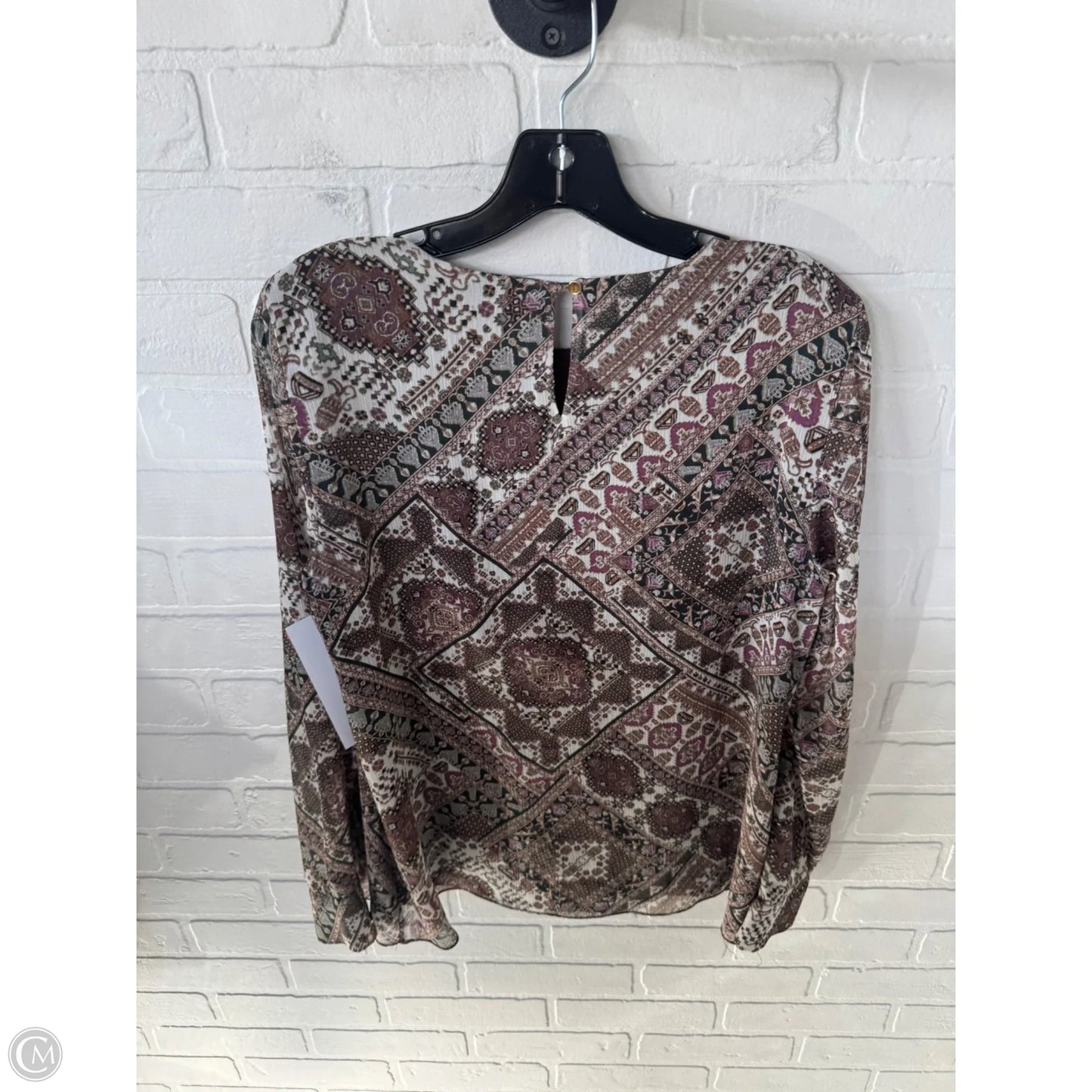 Top Long Sleeve By Calvin Klein In Brown, Size: S