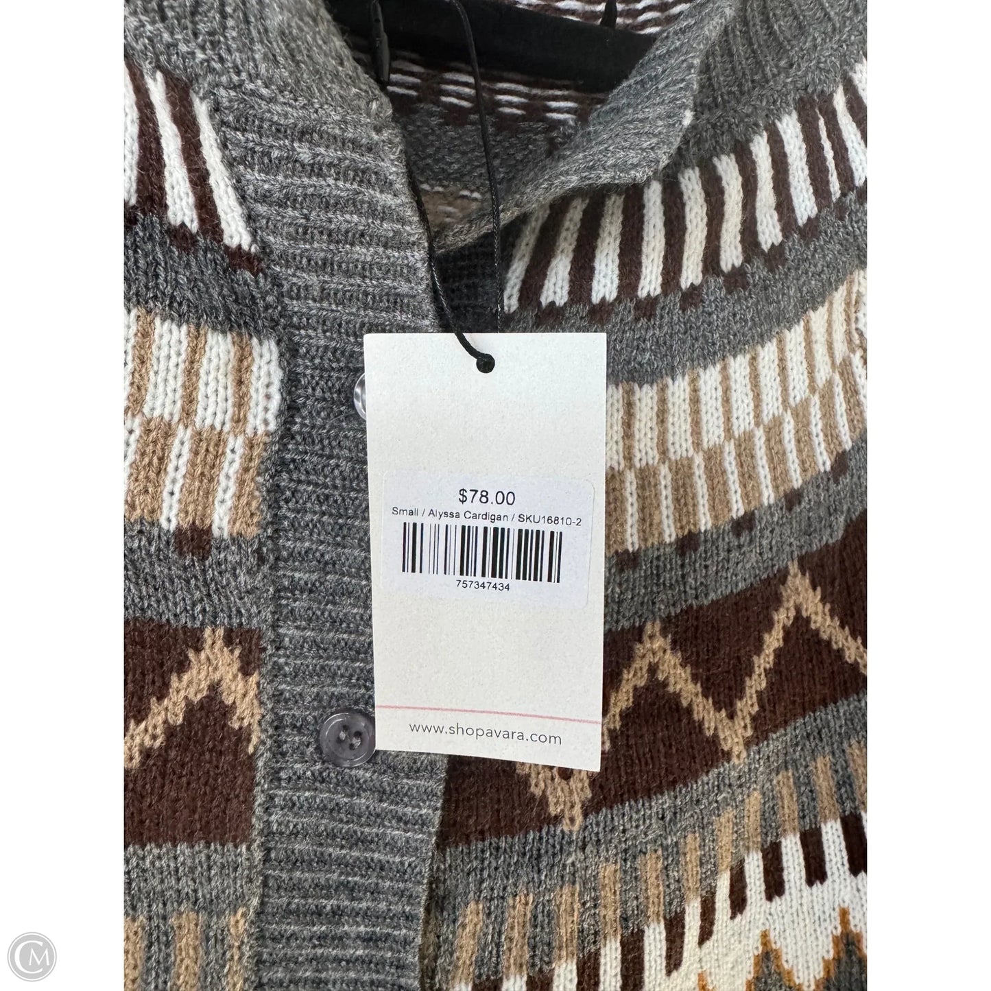 Sweater Cardigan By Cmc In Brown & Grey, Size: S