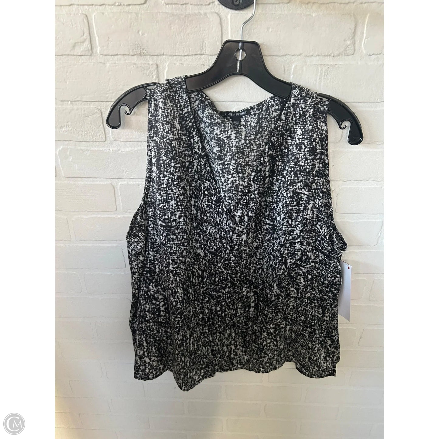 Top Sleeveless By Eileen Fisher In Black & Grey, Size: Xl