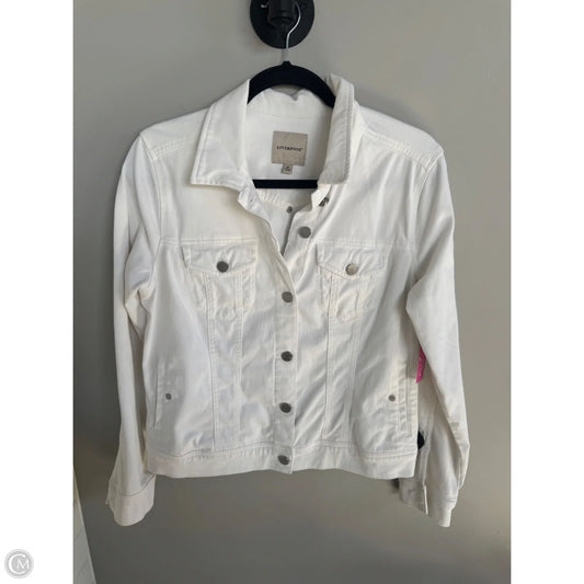 Jacket Denim By Liverpool In White Denim, Size: M