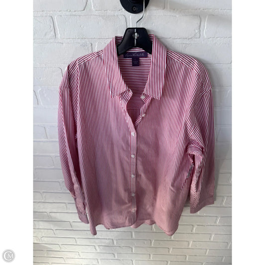 Top Long Sleeve By Gloria Vanderbilt In Red & White, Size: L