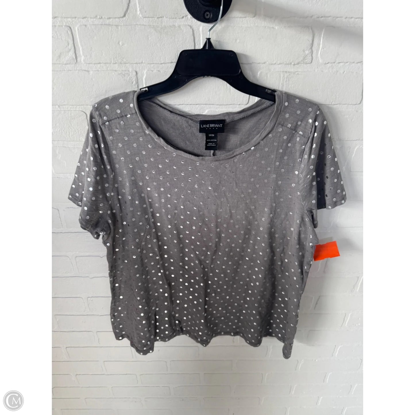 Top Short Sleeve Basic By Lane Bryant In Grey & Silver, Size: L