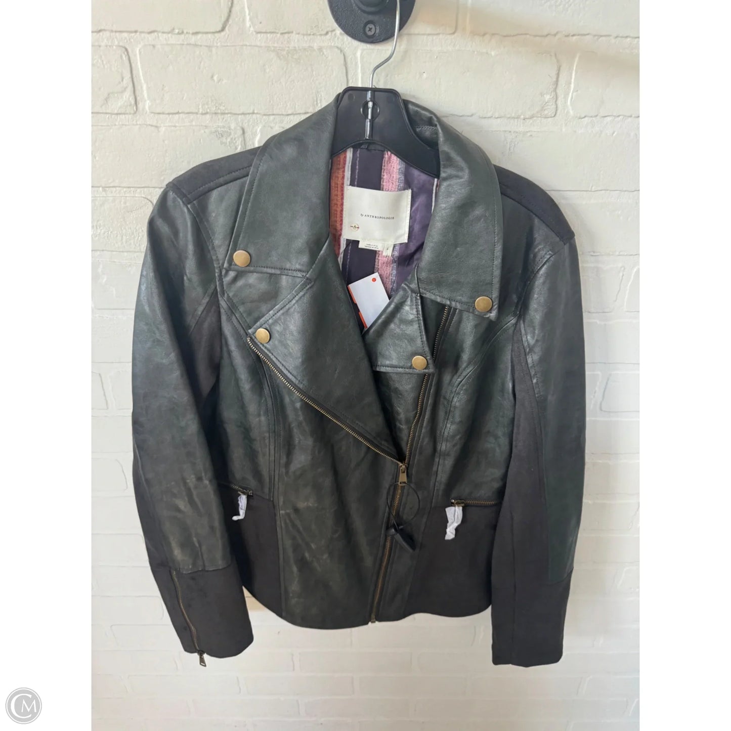 Jacket Moto By Anthropologie In Grey, Size: M