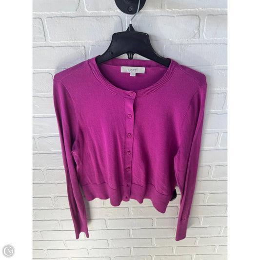 Sweater Cardigan By Loft In Purple, Size: L