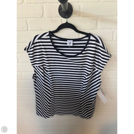 Top Short Sleeve By Cabi In Blue & White, Size: Xl