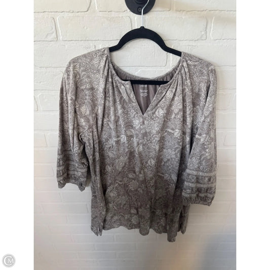 Top 3/4 Sleeve By Pure Jill In Tan & White, Size: Xl
