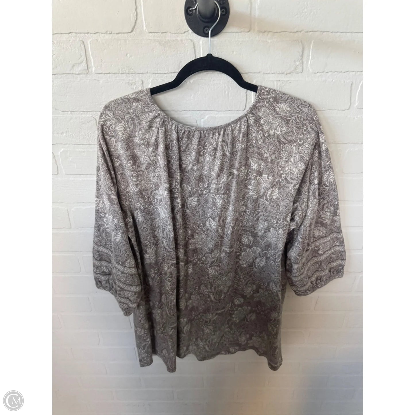 Top 3/4 Sleeve By Pure Jill In Tan & White, Size: Xl