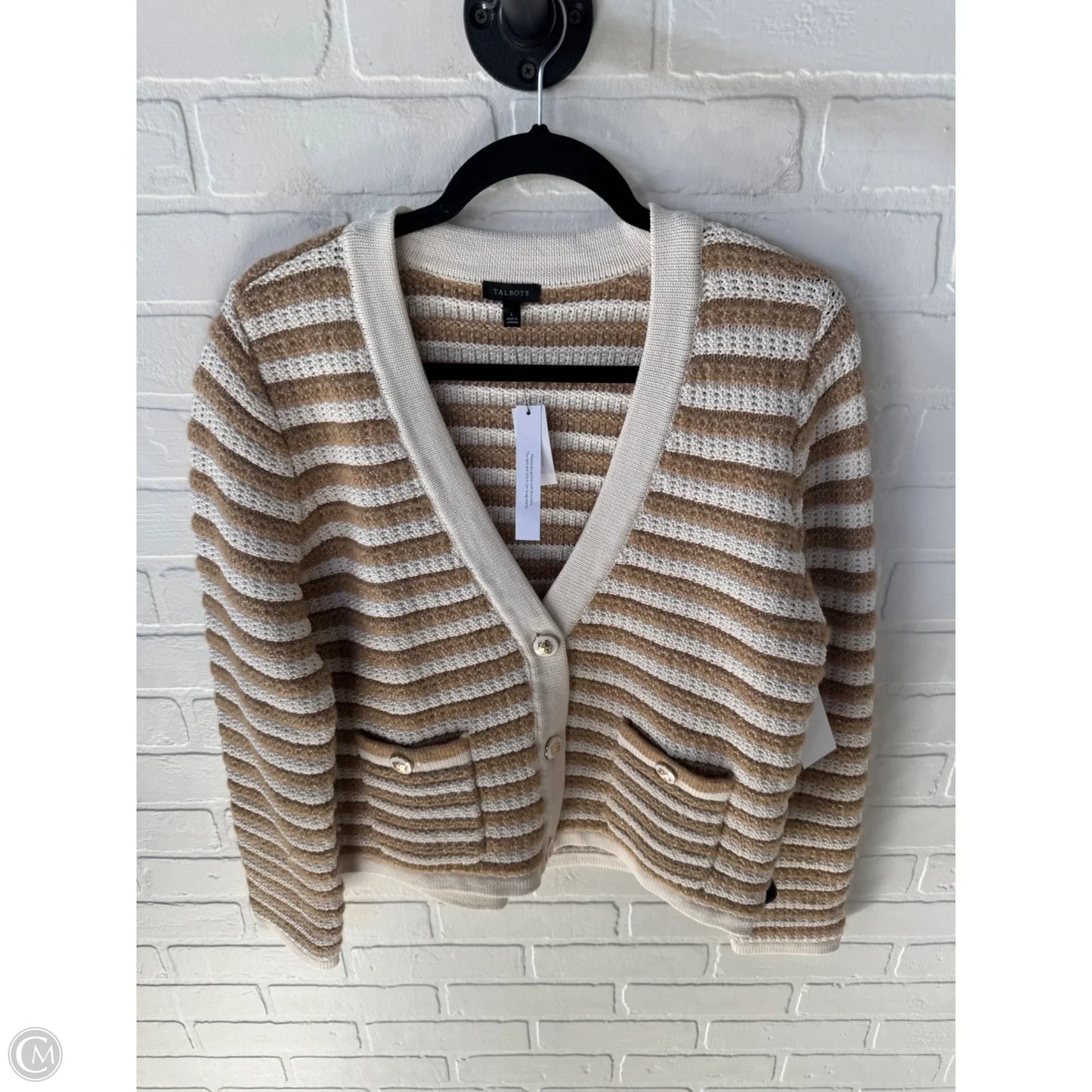 Blazer By Talbots In Cream & Tan, Size: L