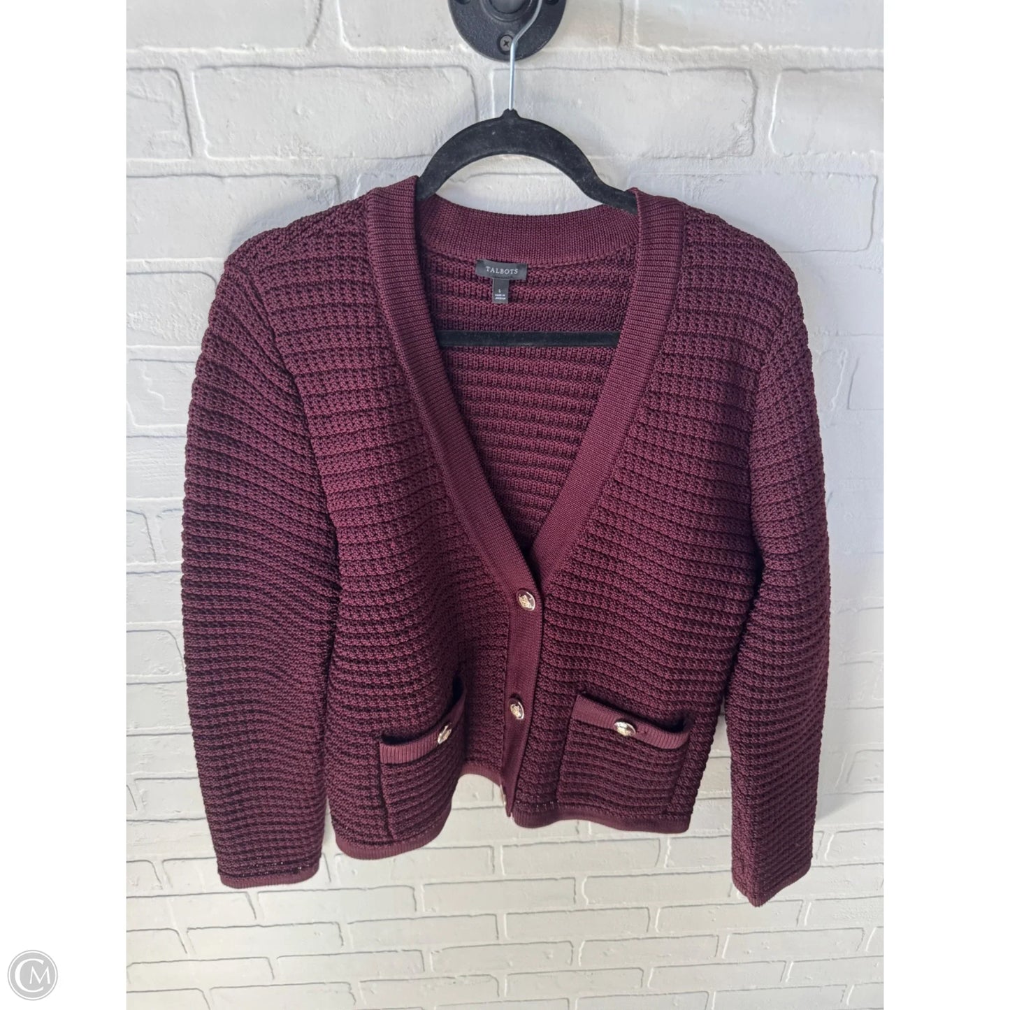 Sweater Cardigan By Talbots In Purple, Size: L