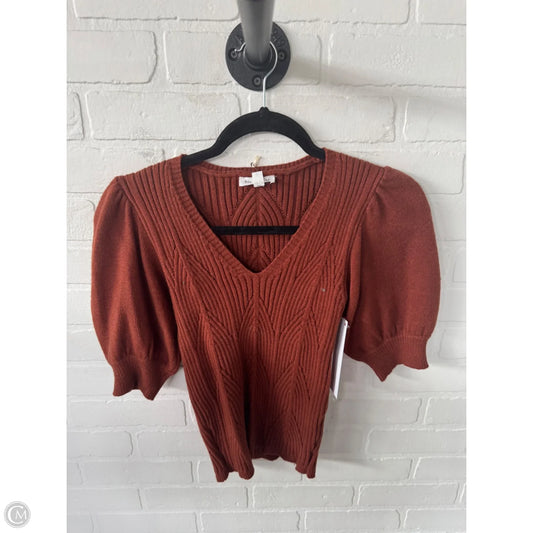 Sweater Short Sleeve By Blu Pepper In Brown, Size: S