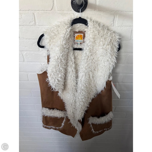 Vest Faux Fur & Sherpa By C And C In Brown & Cream, Size: Xl