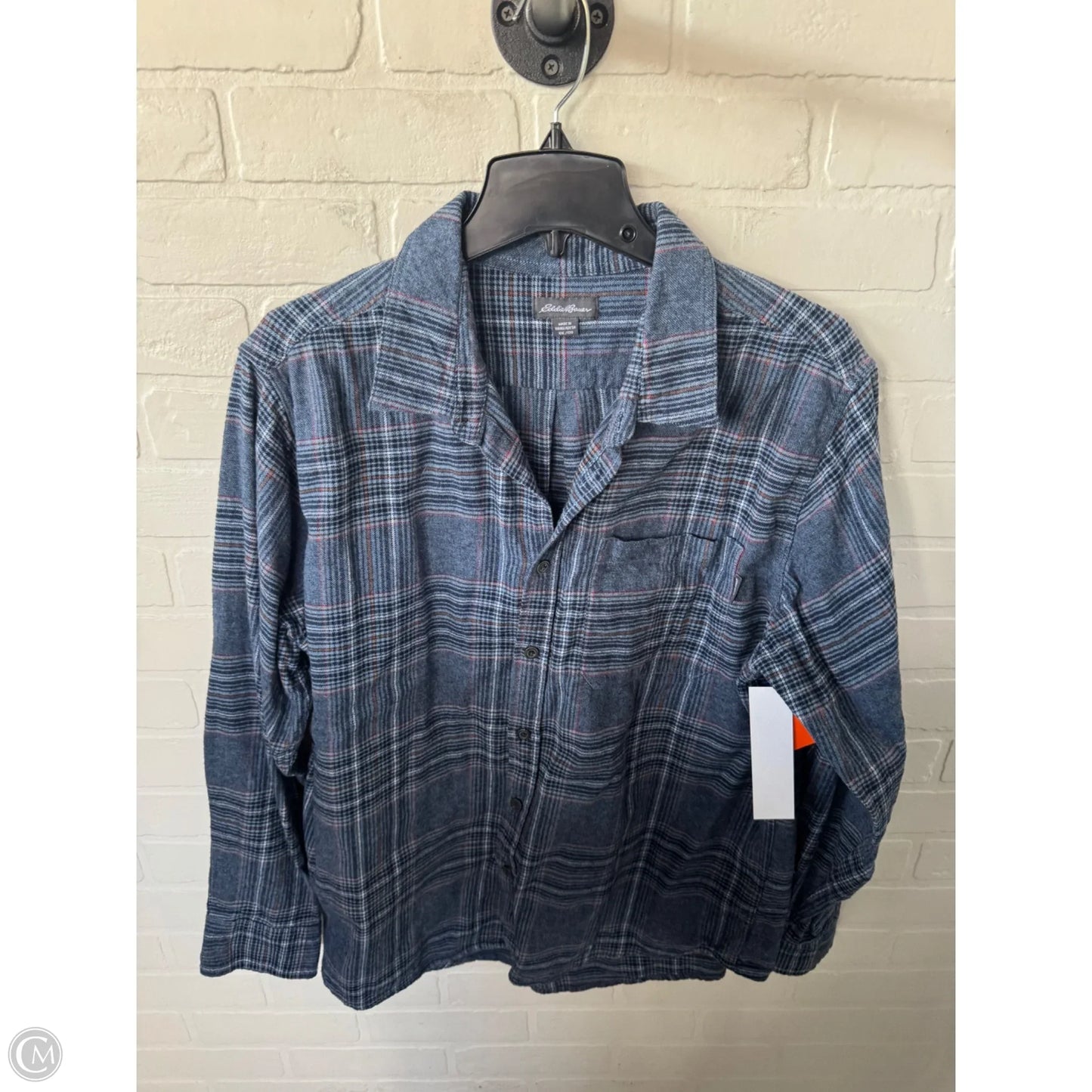 Top Long Sleeve By Eddie Bauer In Blue & Orange, Size: Xxl