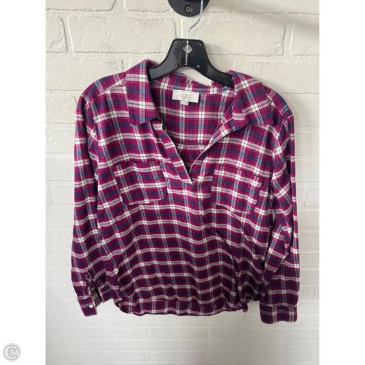 Top Long Sleeve By Loft In Purple & White, Size: M