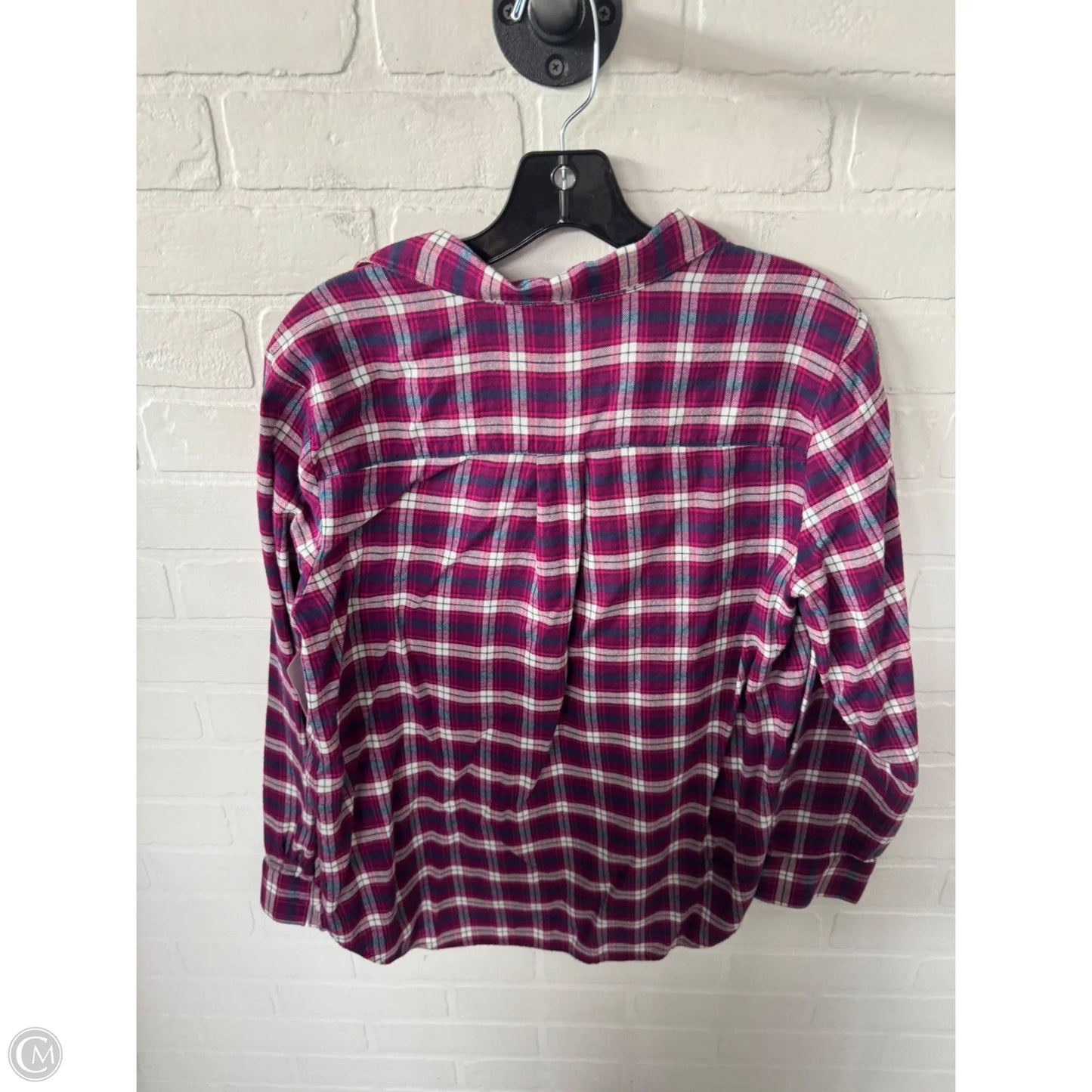 Top Long Sleeve By Loft In Purple & White, Size: M