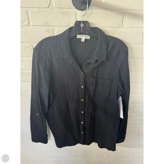 Top Long Sleeve By Anne Klein In Black & Gold, Size: L