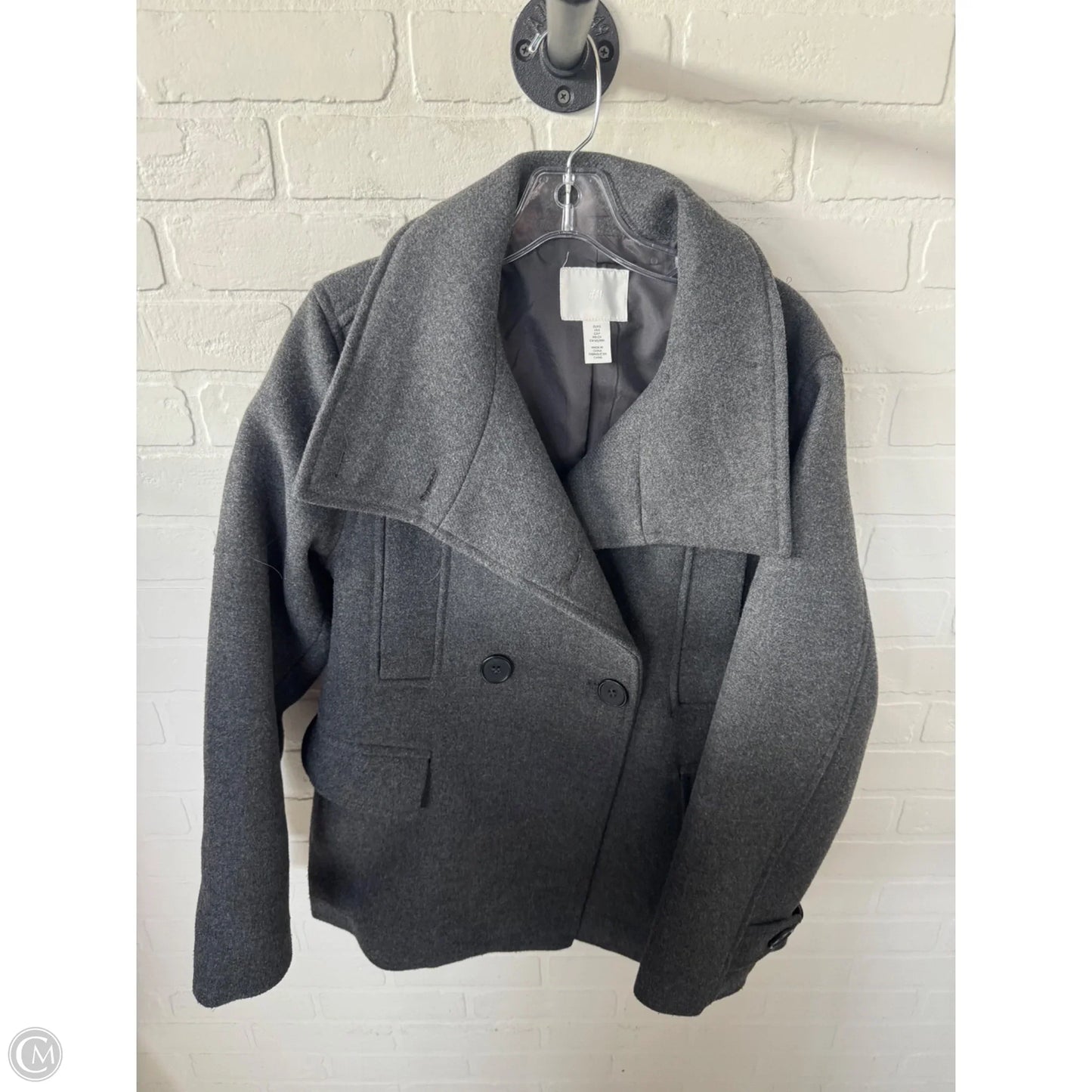 Coat Peacoat By H&m In Grey, Size: S