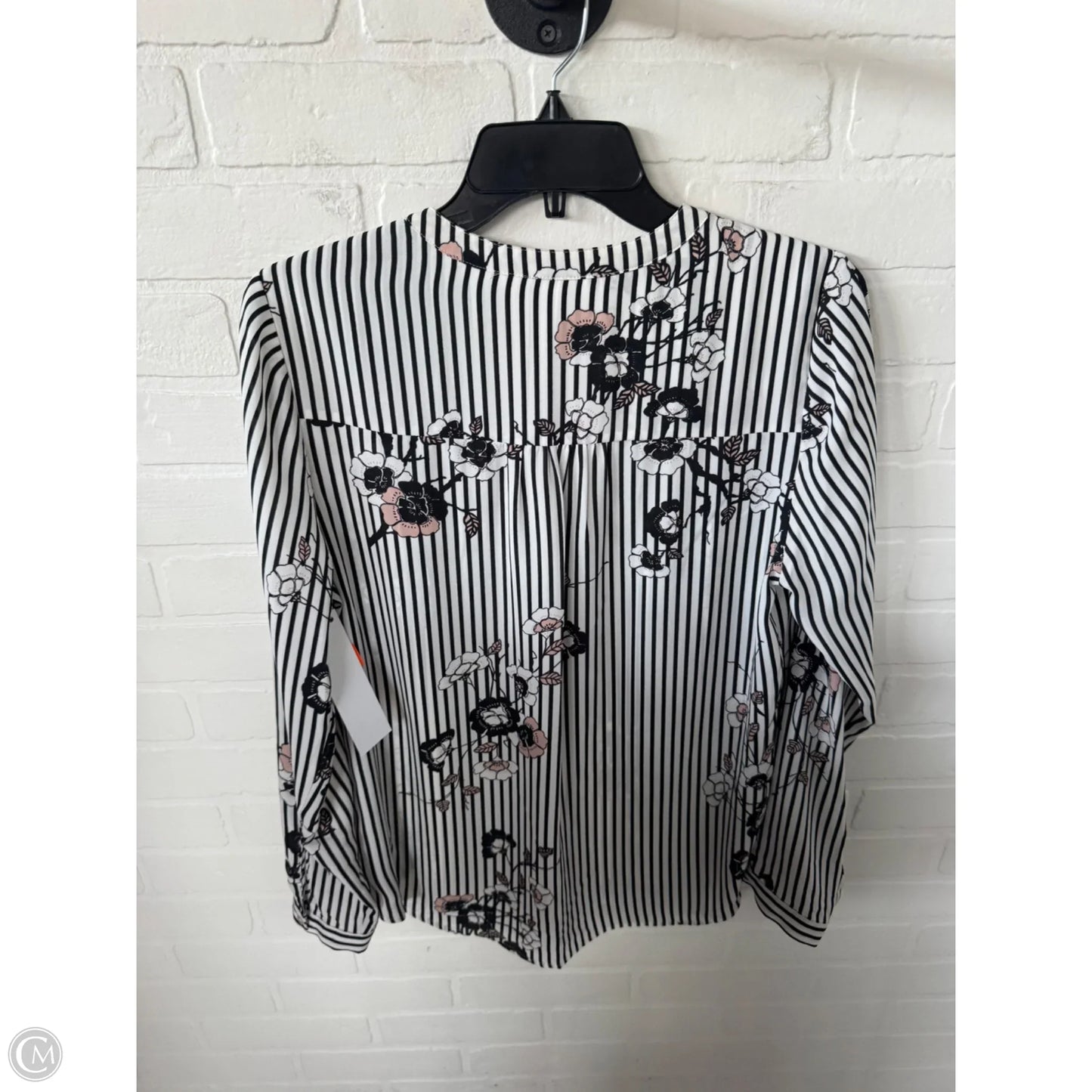 Top Long Sleeve By Black Rainn In Black & White, Size: M