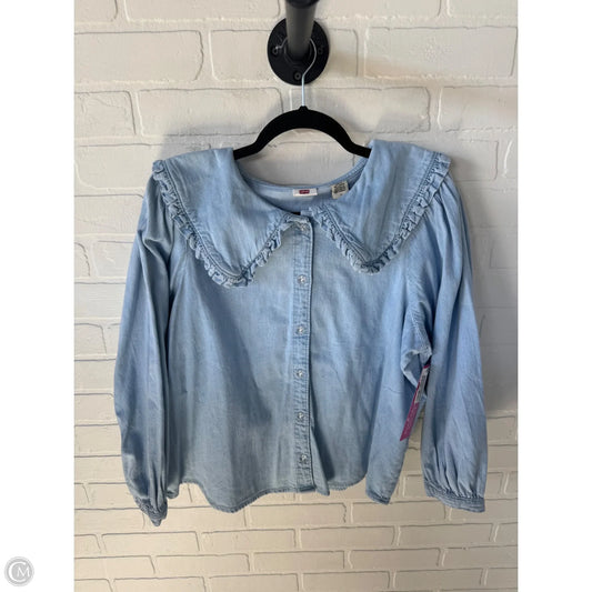 Top Long Sleeve By Levis In Blue Denim, Size: L